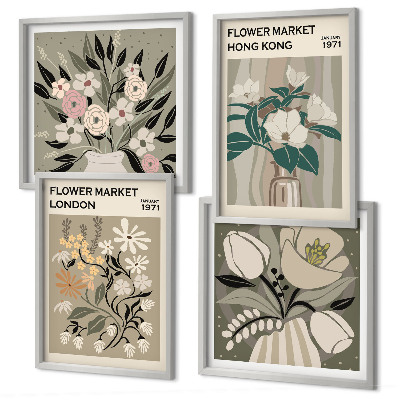 Multi-piece wall decor set Floral Illustrations London Hong Kong
