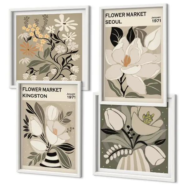 Kingston Seoul retro flowers wall art set retro flowers wall art set