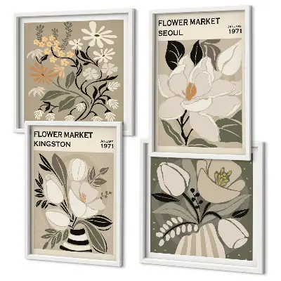 Kingston Seoul retro flowers wall art set retro flowers wall art set