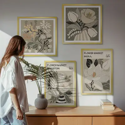 Kingston Seoul retro flowers wall art set retro flowers wall art set