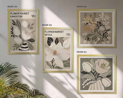 Wall art set Kingston Seoul retro flowers