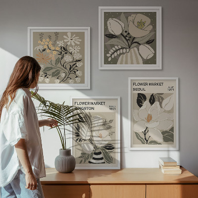 Wall art set Kingston Seoul retro flowers
