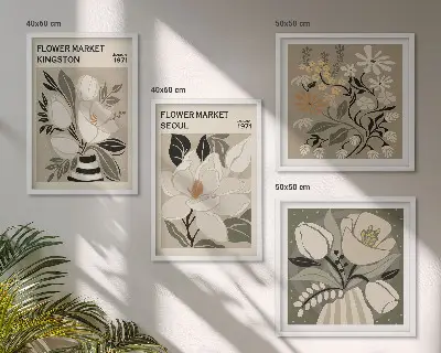 Kingston Seoul retro flowers wall art set retro flowers wall art set