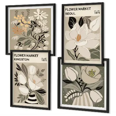Kingston Seoul retro flowers wall art set retro flowers wall art set