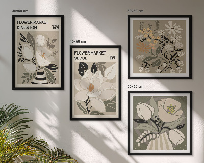 Wall art set Kingston Seoul retro flowers