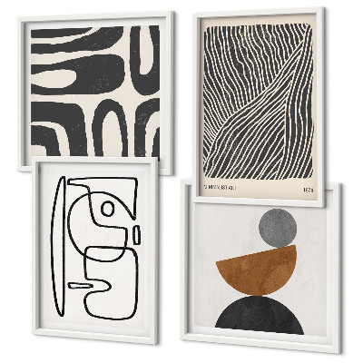 Set of 4 wall art pieces Abstract patterns with lines