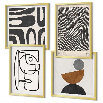Set of 4 wall art pieces Abstract patterns with lines