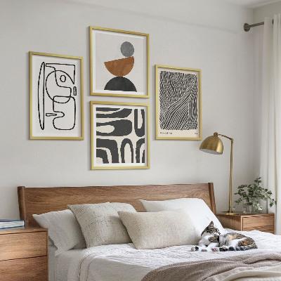 Set of 4 wall art pieces Abstract patterns with lines