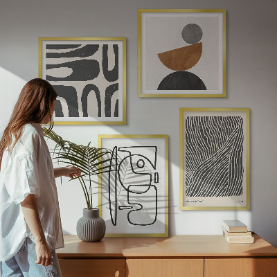 Set of 4 wall art pieces Abstract patterns with lines