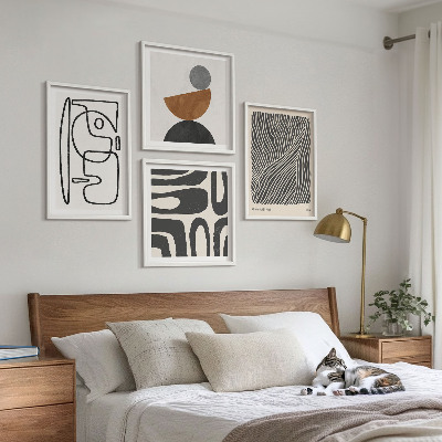 Set of 4 wall art pieces Abstract patterns with lines