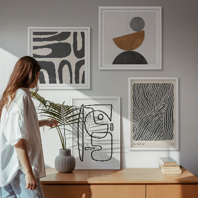 Set of 4 wall art pieces Abstract patterns with lines