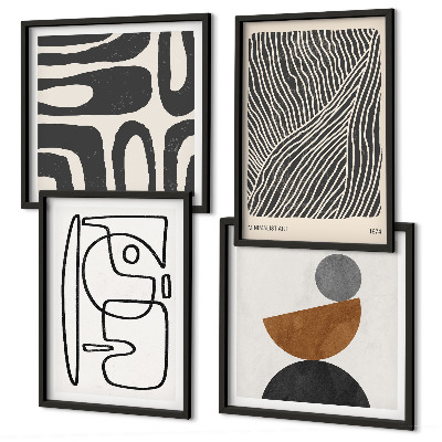 Set of 4 wall art pieces Abstract patterns with lines