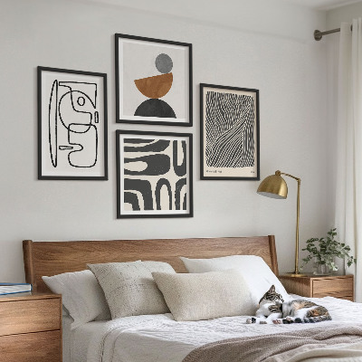 Set of 4 wall art pieces Abstract patterns with lines