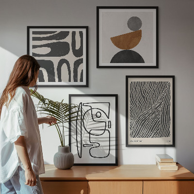 Set of 4 wall art pieces Abstract patterns with lines