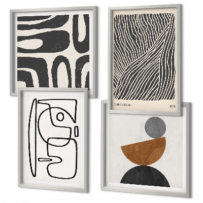 Set of 4 wall art pieces Abstract patterns with lines