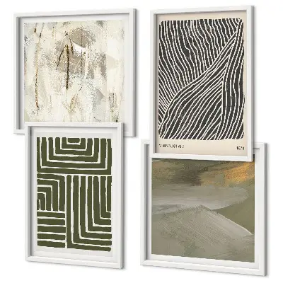 Multi-piece wall decor set with green shape patterns