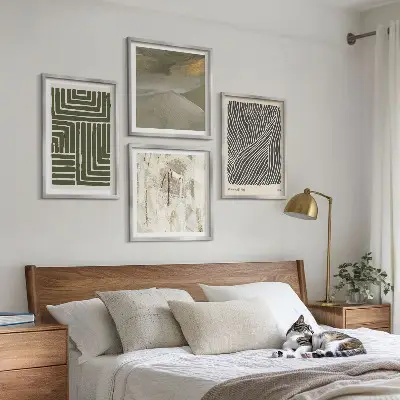 Multi-piece wall decor set with green shape patterns
