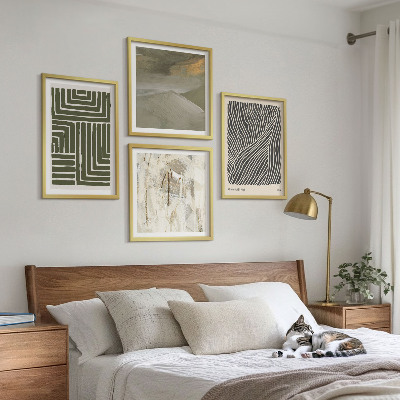 Multi-piece wall decor set Shape patterns in green