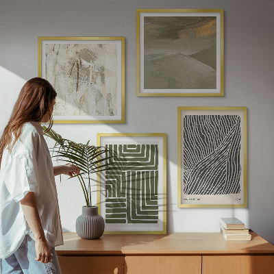 Multi-piece wall decor set Shape patterns in green