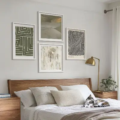 Multi-piece wall decor set with green shape patterns