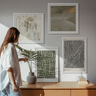 Multi-piece wall decor set Shape patterns in green