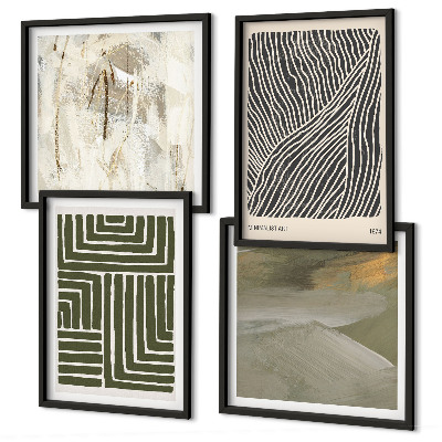 Multi-piece wall decor set Shape patterns in green