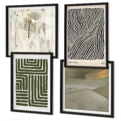 Multi-piece wall decor set with green shape patterns