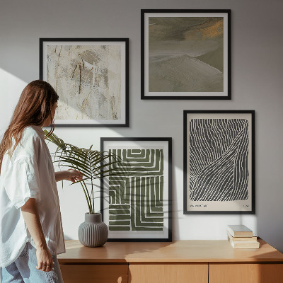 Multi-piece wall decor set Shape patterns in green