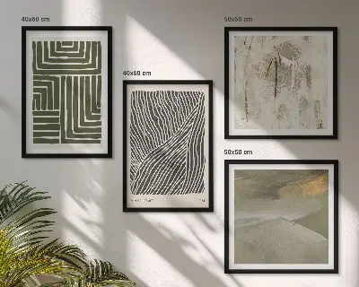 Multi-piece wall decor set with green shape patterns