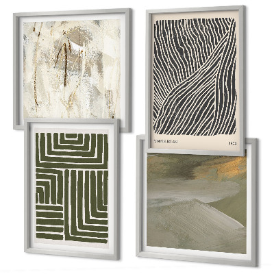 Multi-piece wall decor set Shape patterns in green