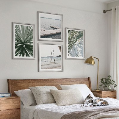 Wall art set Palm leaves swing bridge