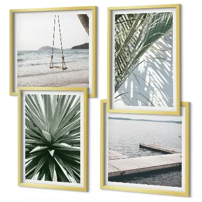 Wall art set palm leaves swing bridge design