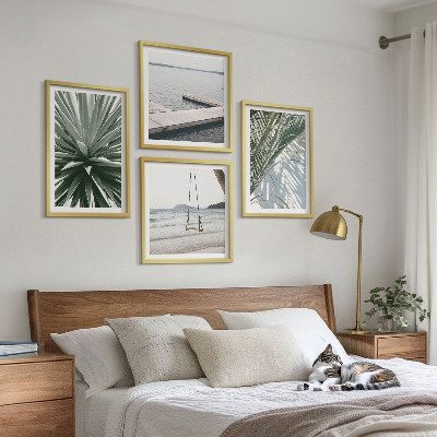 Wall art set Palm leaves swing bridge