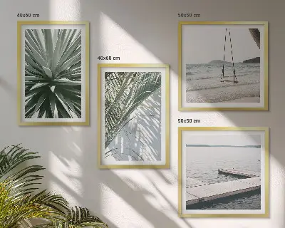 Wall art set palm leaves swing bridge design