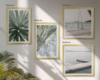Wall art set Palm leaves swing bridge