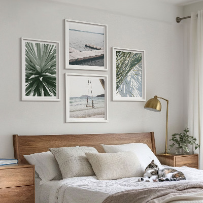 Wall art set Palm leaves swing bridge