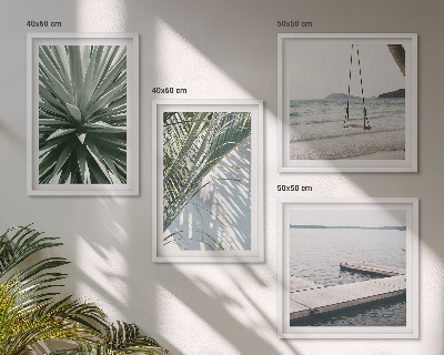 Wall art set Palm leaves swing bridge