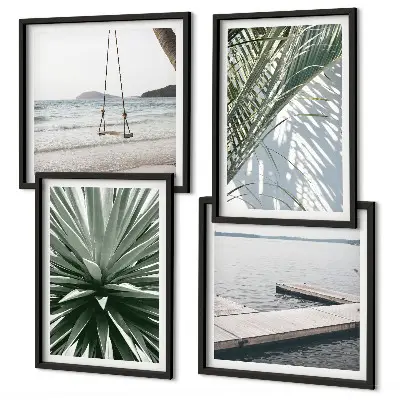 Wall art set palm leaves swing bridge design