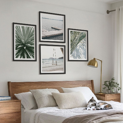 Wall art set Palm leaves swing bridge