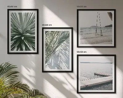 Wall art set palm leaves swing bridge design