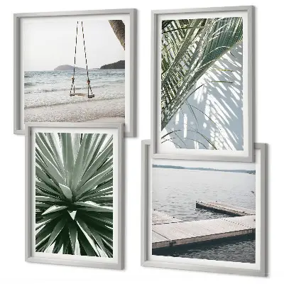 Wall art set palm leaves swing bridge design