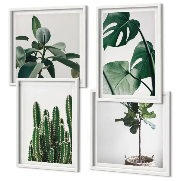 Tropical plants aesthetic wall art set of 4 pieces