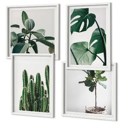 Tropical plants aesthetic wall art set of 4 pieces
