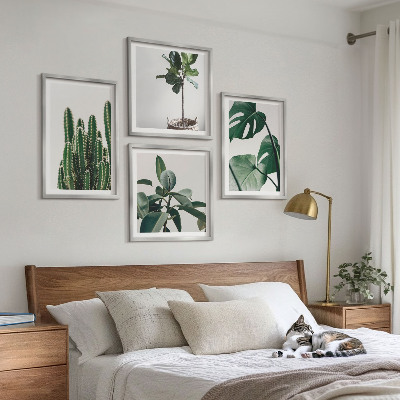 Set of 4 wall art pieces Tropical plants aesthetics