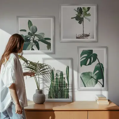 Tropical plants aesthetic wall art set of 4 pieces