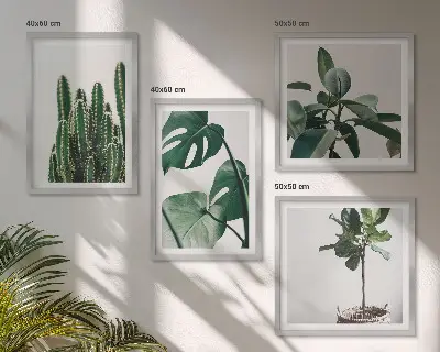 Tropical plants aesthetic wall art set of 4 pieces