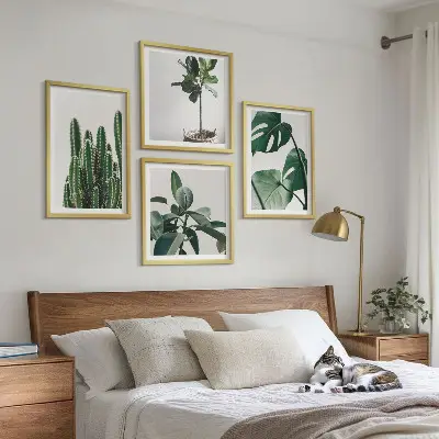 Tropical plants aesthetic wall art set of 4 pieces