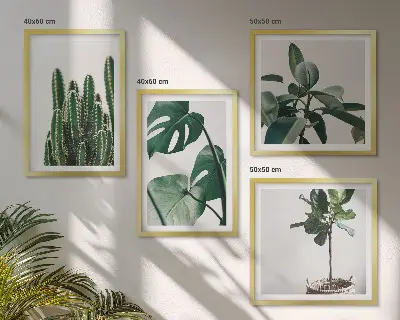 Tropical plants aesthetic wall art set of 4 pieces