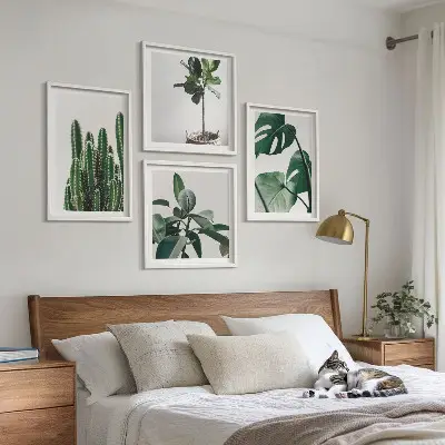 Tropical plants aesthetic wall art set of 4 pieces