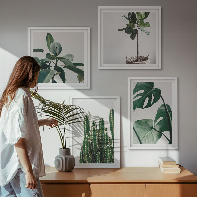 Set of 4 wall art pieces Tropical plants aesthetics